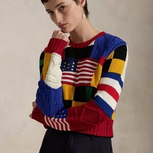 Polo Ralph Lauren Multicolor Flag Patchwork Sweater